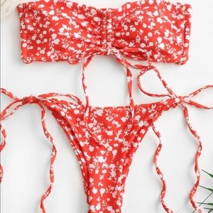 2/$20 Multi-way Floral Print Cinched String Bikini